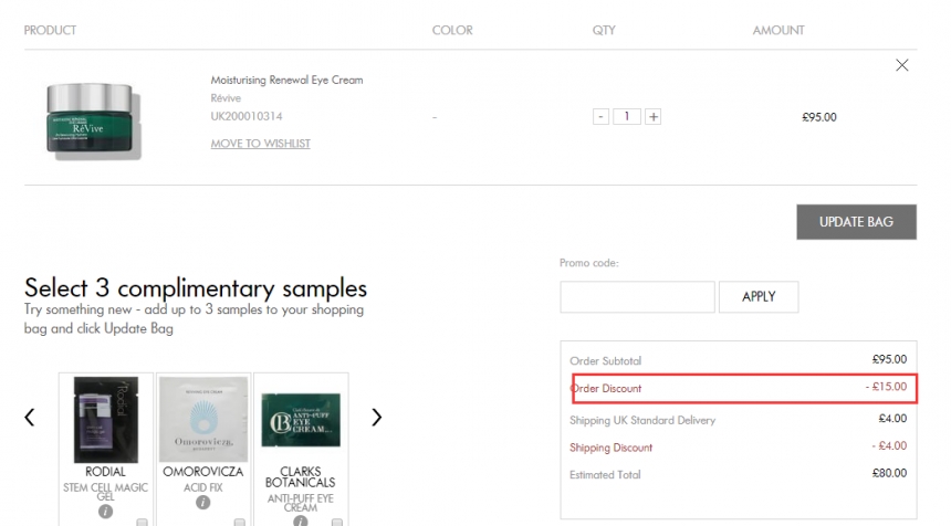 最后几小时！直减£15！RÉVIVE 利维肤 光彩*更新眼霜 15ml