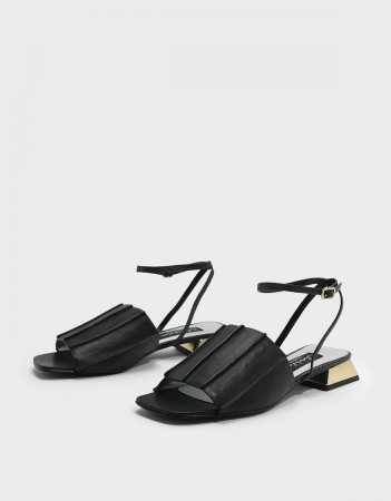 Charles&Keith 女士时尚皮质凉鞋