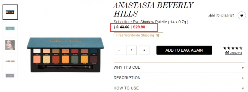 【清仓！一盘直邮到手】5.8折！Anastasia Beverly Hills Subculture 次文化14色眼影盘