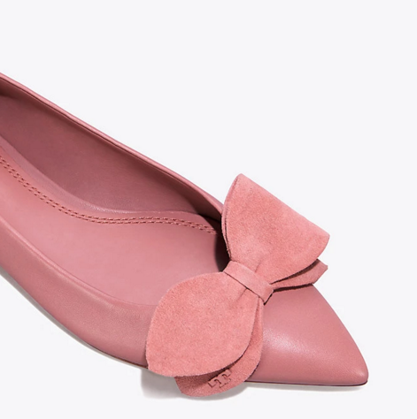 限时高返!Tory Burch 汤丽柏琦 ROSALIND BALLET FLAT 女士尖头蝴蝶结鞋