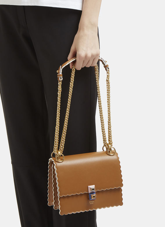 Fendi Kan I Mini Leather Shoulder Bag in Brown 芬迪迷你棕色背包