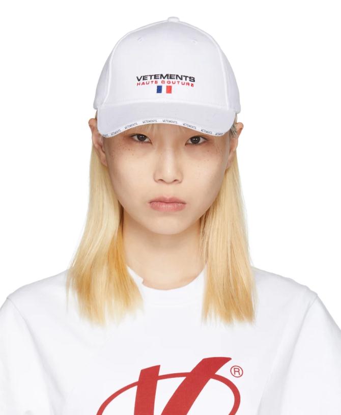 杨幂同款 Vetements White 'Haute Couture' Logo Baseball Cap 白色棒球帽