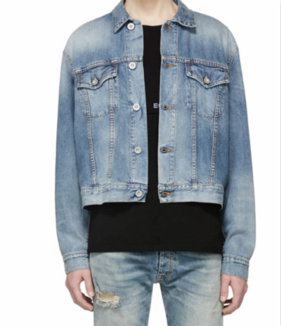 【王子文同款】Unr*el Indigo Snake Rigid Denim Jacket 短款牛仔夹克