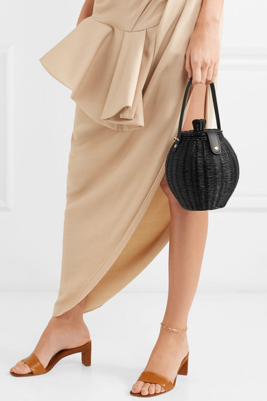 ULLA JOHNSON Tautou 皮革边饰柳条迷你单肩包