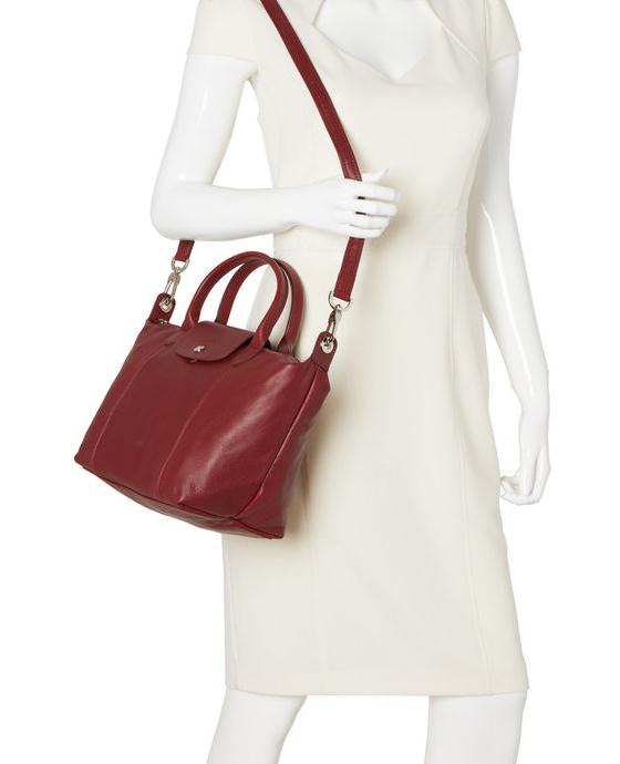 LONGCHAMP Red Le Pliage Cuir Small Satchel *饺子包