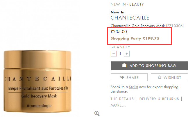 【新品】8.5折！Chantecaille 香缇卡 黄金修复面膜 可作夜间睡眠面膜