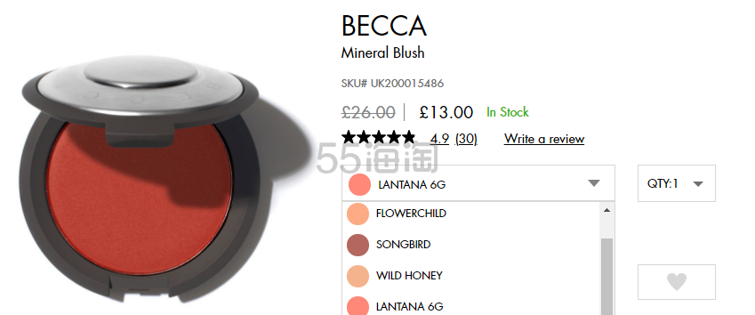 Becca 矿物腮红粉饼 6g 小飞碟腮红 色号齐全