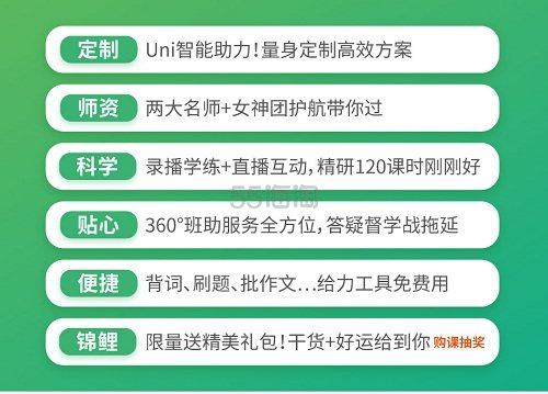 限时5 3折 沪江网校 Uni智能 大学英语四级高效备考班1课时 69