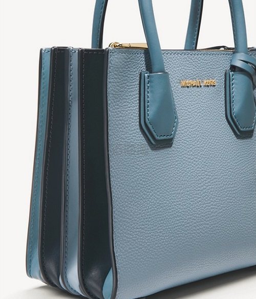 【再次补货！拼手速！】Michael Kors Mercer 新款 蓝拼风琴包 小号