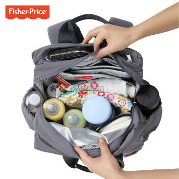 【包邮】Fisher Price 费雪 多功能大容量双肩妈咪包 灰色