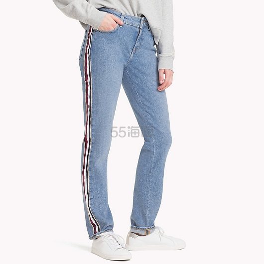 【金泰妍同款】Tommy Hilfiger 侧边条纹拼接男友风牛仔裤