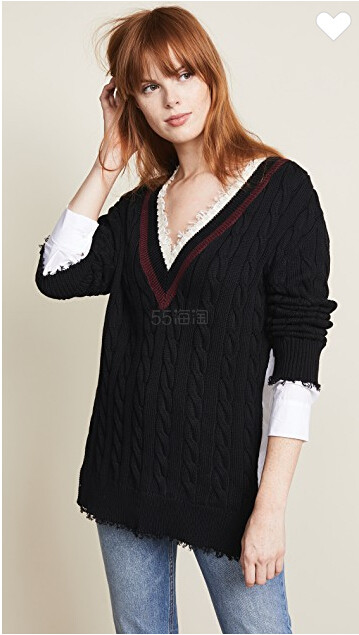 秦岚街拍同款 T by Alexander Wang 拼接毛衣