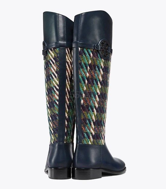 Tory Burch 格纹编织拼接长筒靴 199 约1375元