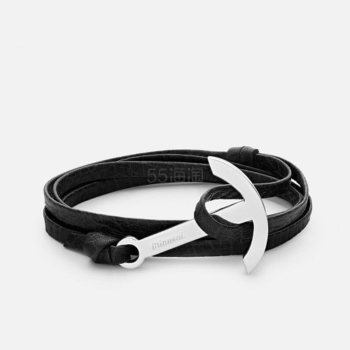 禅意自来~Miansai 现代抛光银船锚皮质缠绕手链 4色可选