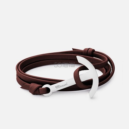 禅意自来~Miansai 现代抛光银船锚皮质缠绕手链 4色可选