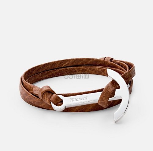 禅意自来~Miansai 现代抛光银船锚皮质缠绕手链 4色可选