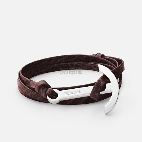 禅意自来~Miansai 现代抛光银船锚皮质缠绕手链 4色可选