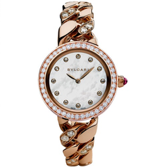 珠宝和腕表的完美结合~Bulgari 宝格丽 Catene 系列 奢华18K玫瑰金镶钻女士腕表 102037