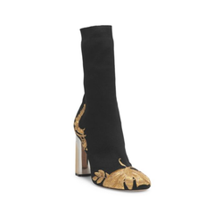 Alexander McQueen Gold Embroidered Sock Booties 麦昆金色花纹高跟女靴