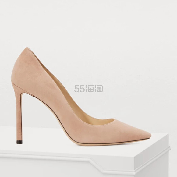 Jimmy Choo Romy 100 麂皮裸色高跟鞋