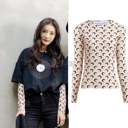 杨幂同款 Marine Serre 月亮图案紧身上衣