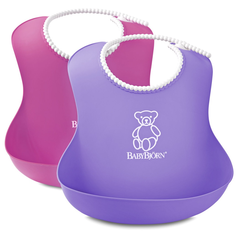 BabyBjorn 婴儿硅胶防水软围兜 粉色/紫色2件装