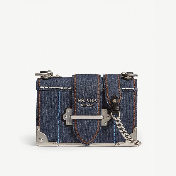pradacahier牛仔布迷你单肩包