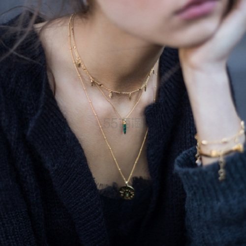 Missoma 18ct 镀金复古叶子颈链