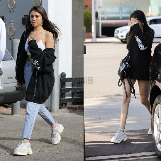 【Madison Beer 啤酒妹同款】BALENCIAGA Triple S 透明鞋底全白色老爹鞋