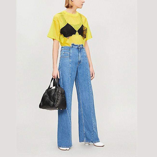 Maison Margiela 腰部镂空高腰阔腿牛仔裤