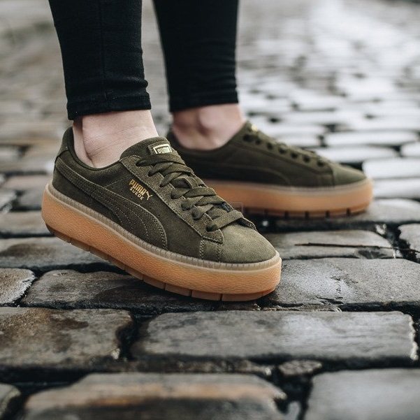 泫雅同款！Puma 彪马 Platform Trace 厚底板鞋 军绿