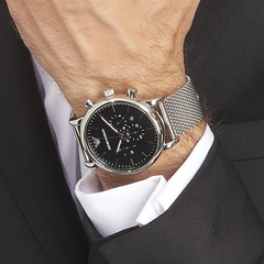 【55专享】Emporio Armani 安普里奥·阿玛尼 Classic 系列 银黑色圆盘男士时尚腕表 AR1808