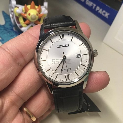 【55专享】Citizen 西铁城 Eco-Drive 银黑色光动能男士经典腕表 AW1236-03A