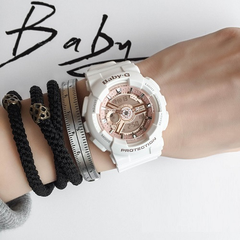 【55专享】Casio 卡西欧 Baby G 系列 玫瑰金白色女士运动腕表 BA110-7A1