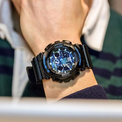 【55专享】Casio 卡西欧 G-Shock 系列 蓝黑色男士运动腕表 GA100CB-1A