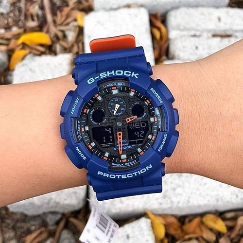 55专享casio卡西欧gshock系列蓝色男士运动腕表ga100l2a