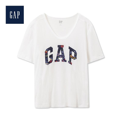【3件4折】Gap 官方旗舰店 Logo 纯棉V领基本T 双色可选 215885