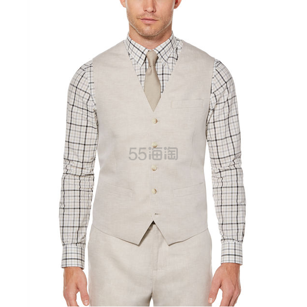 Perry Ellis Linen Cotton Twill Suit Vest 亚麻西装马甲 34 99 约235元