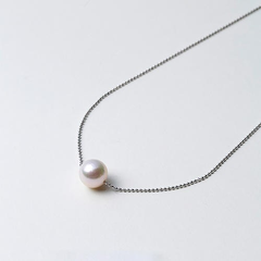 【预售两周发货】Maria 9mm阿古屋海水珍珠S925银链 一颗珠 45厘米