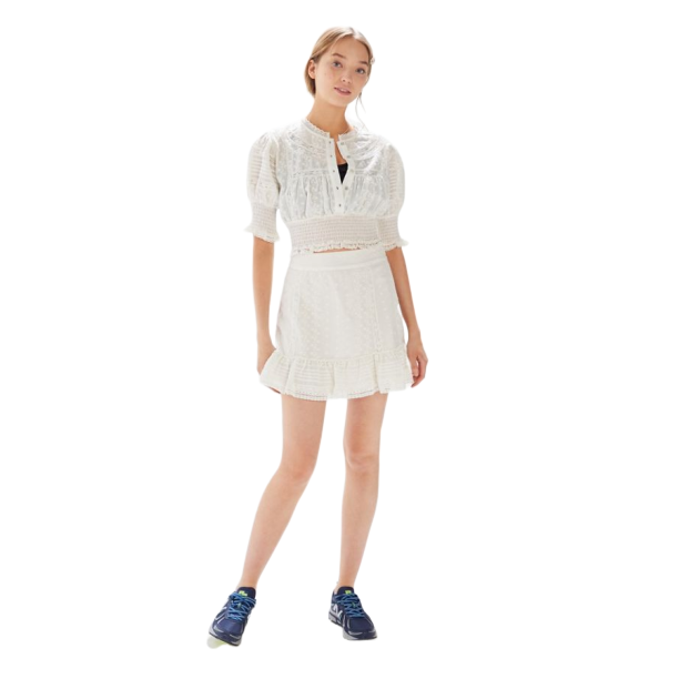 UO Victorian Smocked Eyelet Blouse 蕾丝短上衣