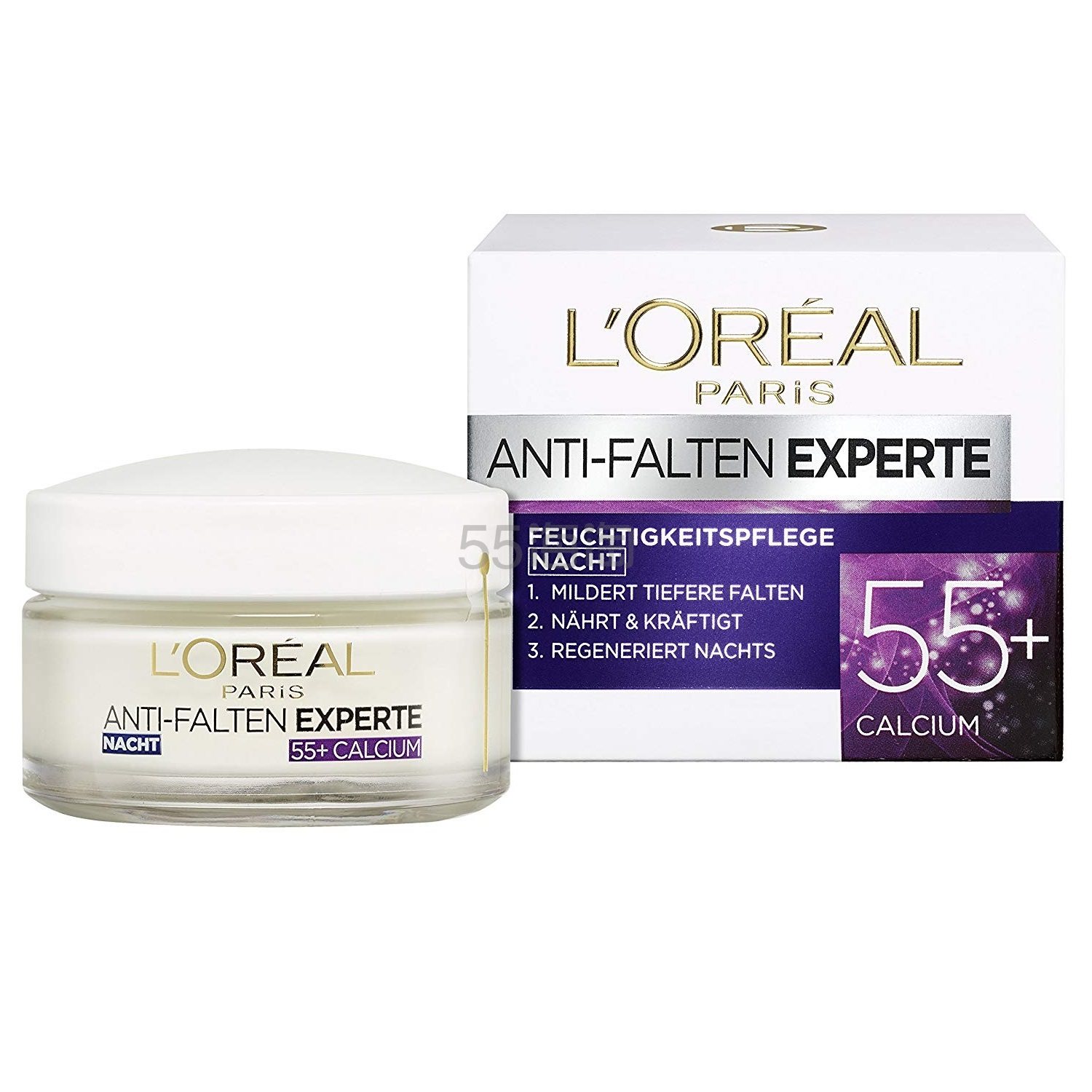 中亚prime会员loréal欧莱雅抗皱保湿晚霜含钙原因子适合55岁50ml3瓶