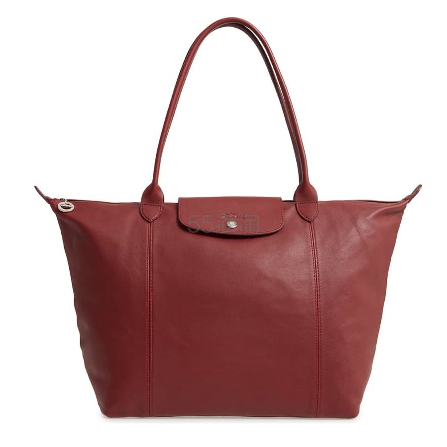 Longchamp 龙骧 Le Pliage Cuir 小羊皮饺子包 樱花粉/酒红