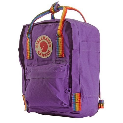 55专享fjallraven北极狐kanken紫色彩虹拼色迷你双肩包