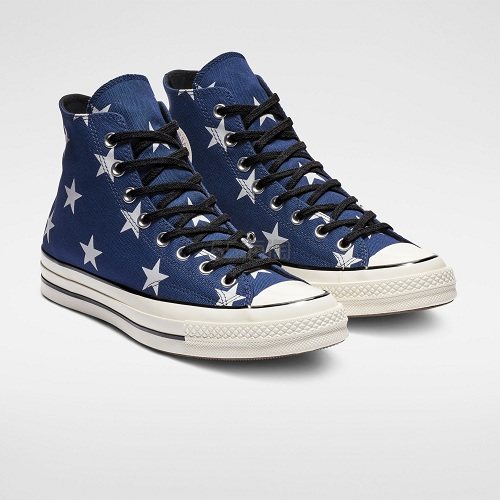 码全！Converse 匡威 Chuck 70 海军蓝色星星高帮帆布鞋
