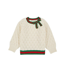 Gucci 古驰 Bow-Detailed Textured-Knit 儿童羊毛衣