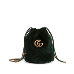 【中国澳门定价低】Gucci Mini Velvet GG Marmont 丝绒水桶包