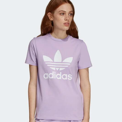 Adidas 阿迪达斯 三叶草 大 logo 女款T恤 紫色