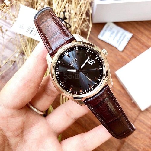 【55专享】Citizen 西铁城 Eco Drive 系列 玫瑰金棕色男士光动能腕表 AU1043-00E