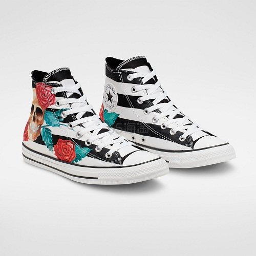Converse 匡威 All Star 黑白条纹花卉高帮鞋