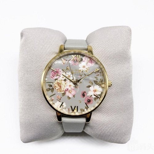 Olivia Burton 灰色花卉女士气质腕表 OB16FS81